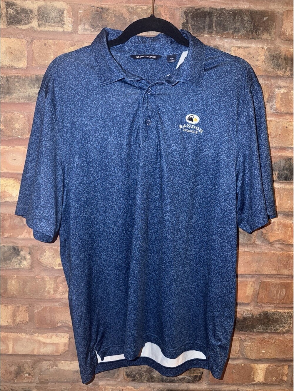 Cutter & Buck Bandon Dunes Men’s Medium Golf Polo Shirt Blue Performance